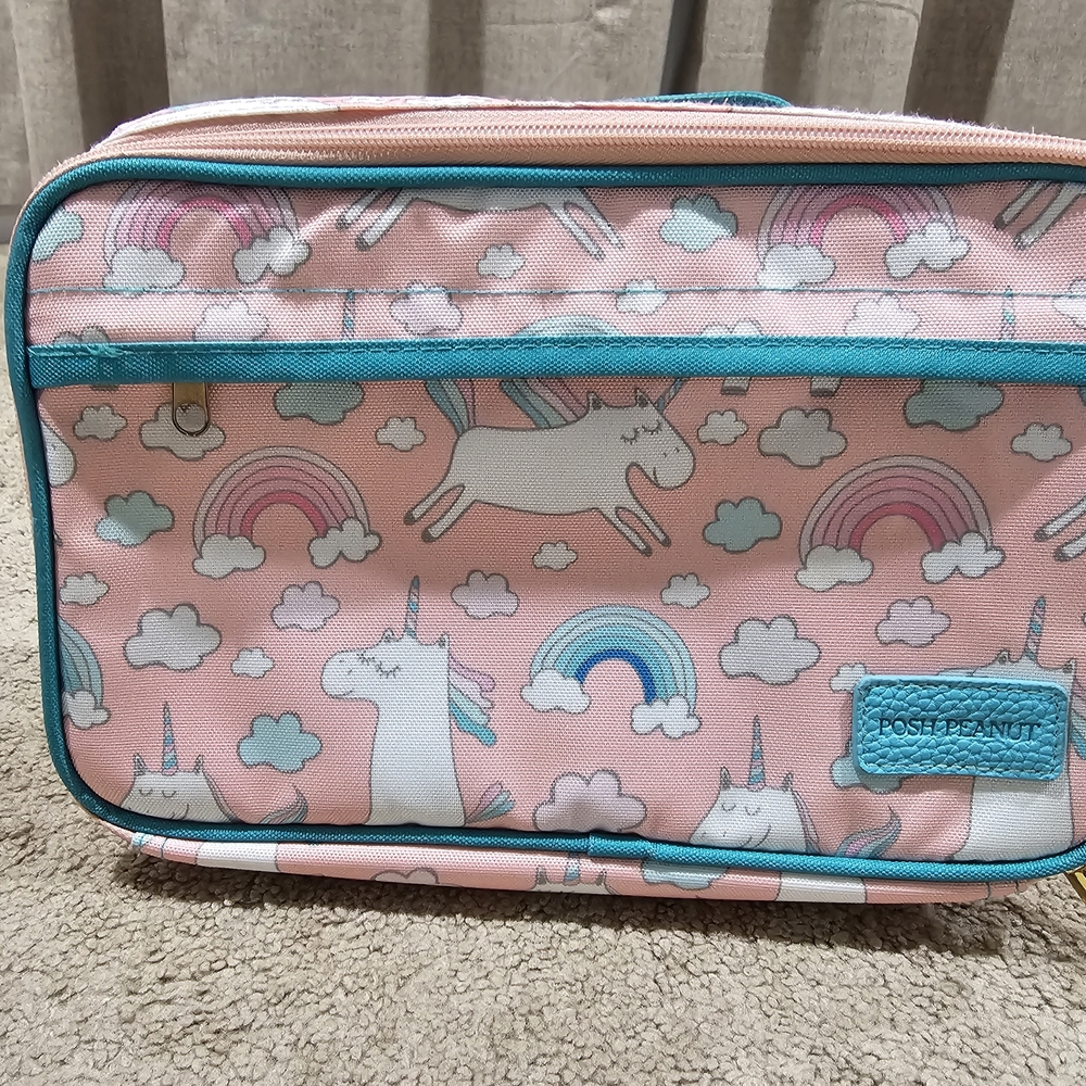 Posh Peanut Kids Unicorn Rainbow Lunch Bag - Pink & Teal